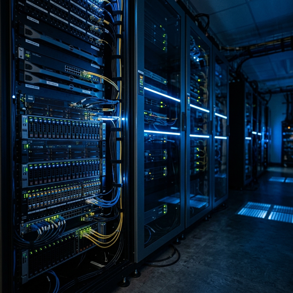 Enterprise-Serverraum mit professionellem Rack-Management